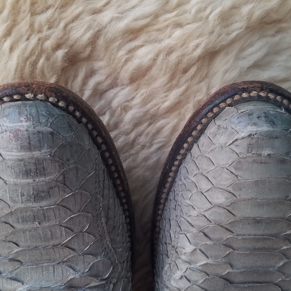 Vintage Blue Snakeskin Cowboy Boots - Picture 6 of 7